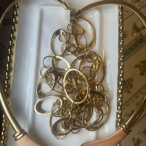 .#11 VINTAGE BUNDLE Gold Tone Multi Circle Link Necklace - Women's Jewelry
